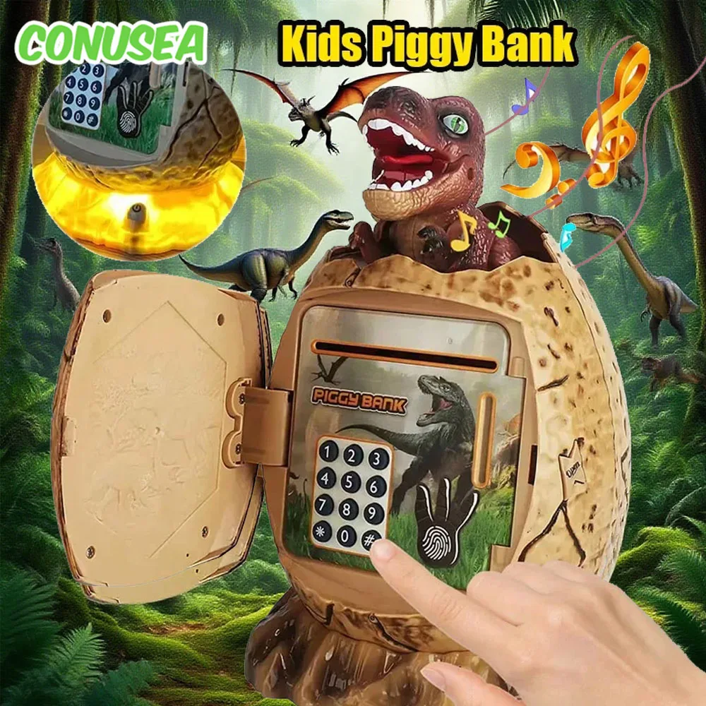 Hucha de dinosaurio con huella digital para ahorrar dinero - imagen 2