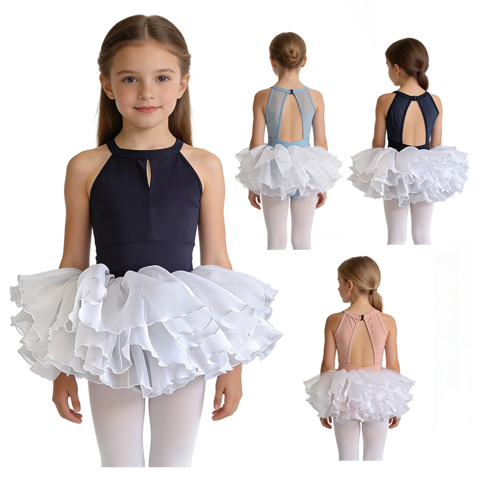 Traje de ballet niña con tutú y leotardo sin mangas