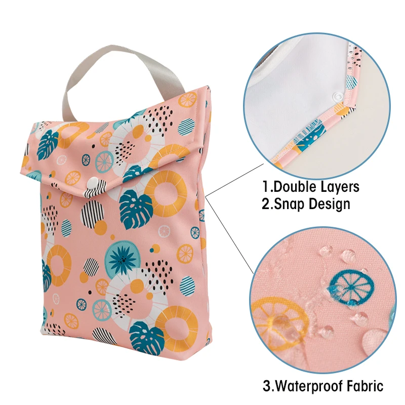 Bolsa de pañales para bebé impermeable doble capa seco y húmedo - imagen 4