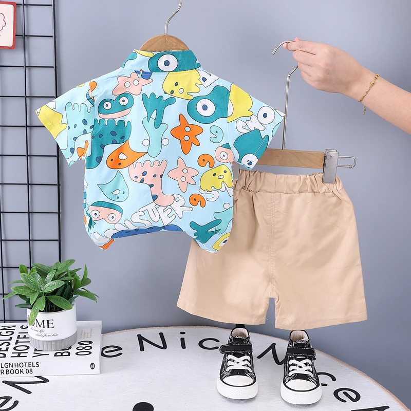 Conjunto verano bebé niño: camiseta y shorts de dibujos animados