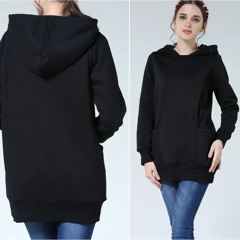 Sudadera de forro polar para lactancia de invierno maternidad cálida - imagen 3