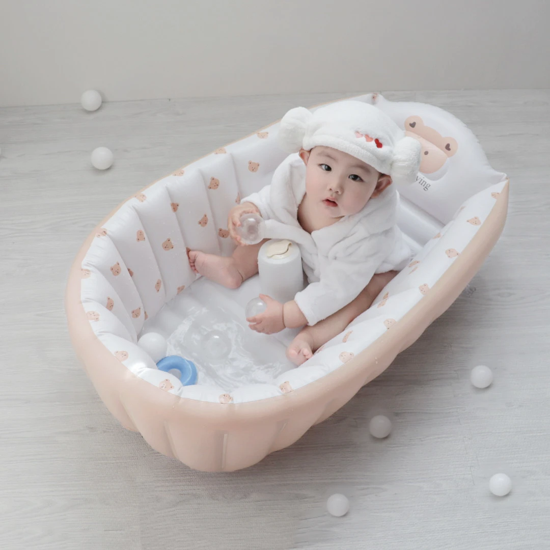 Bañera inflable portátil para bebés con base antideslizante - imagen 2