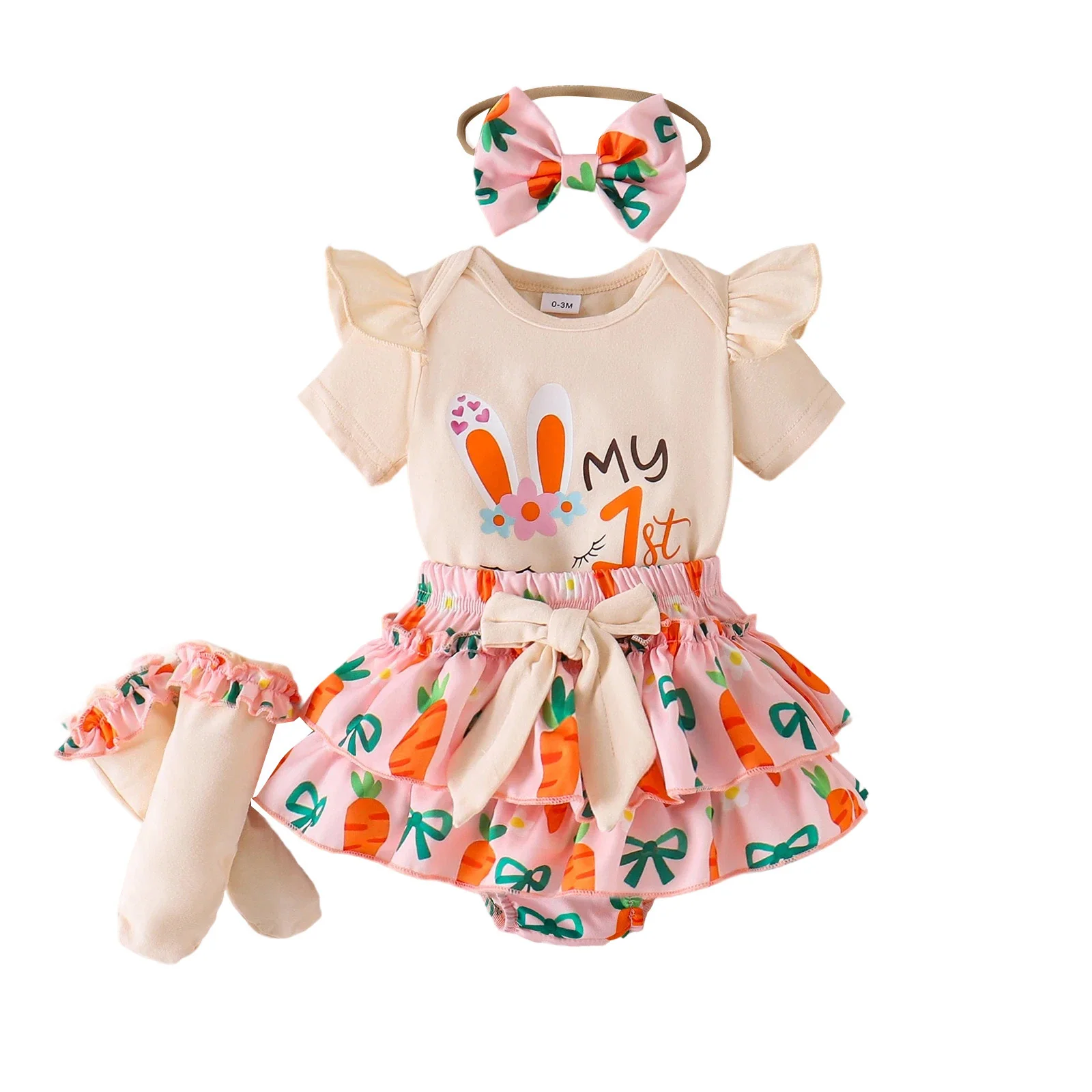 Conjunto de Pascua para bebé niña: pelele estampado con diadema - imagen 5