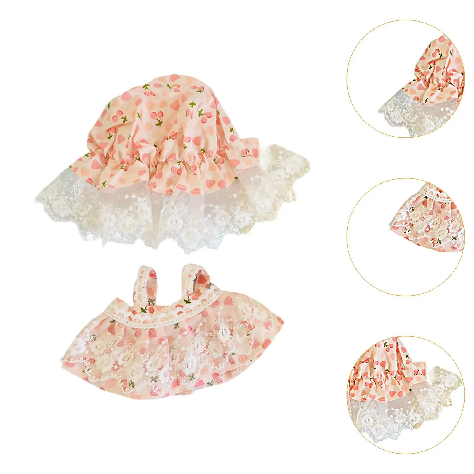 Falda con tirantes y sombrero para muñeca de 7.87”