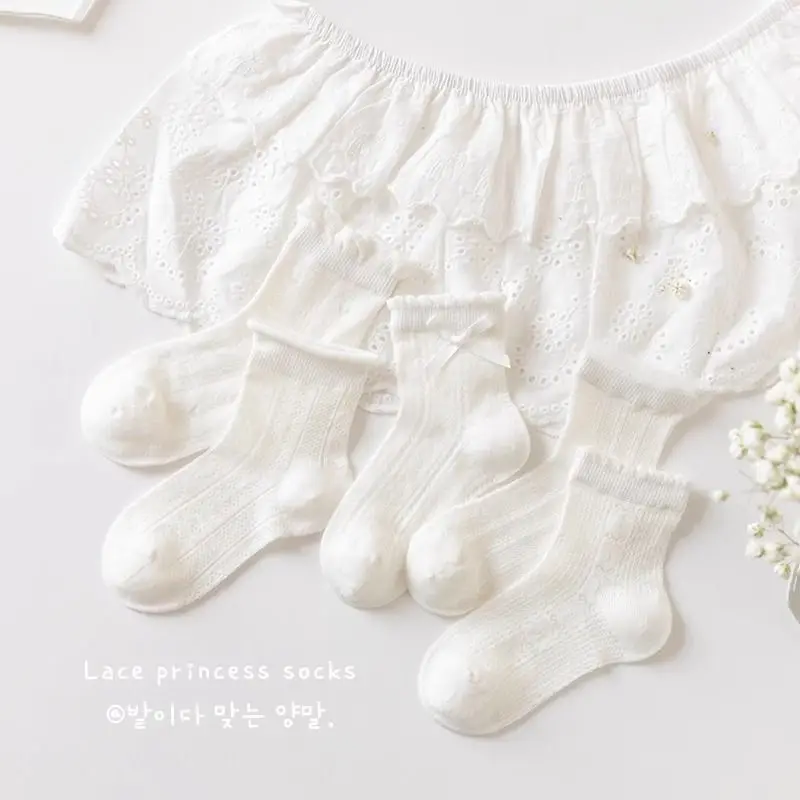 Calcetines de algodón con volantes princesa tobilleros para niños - imagen 2