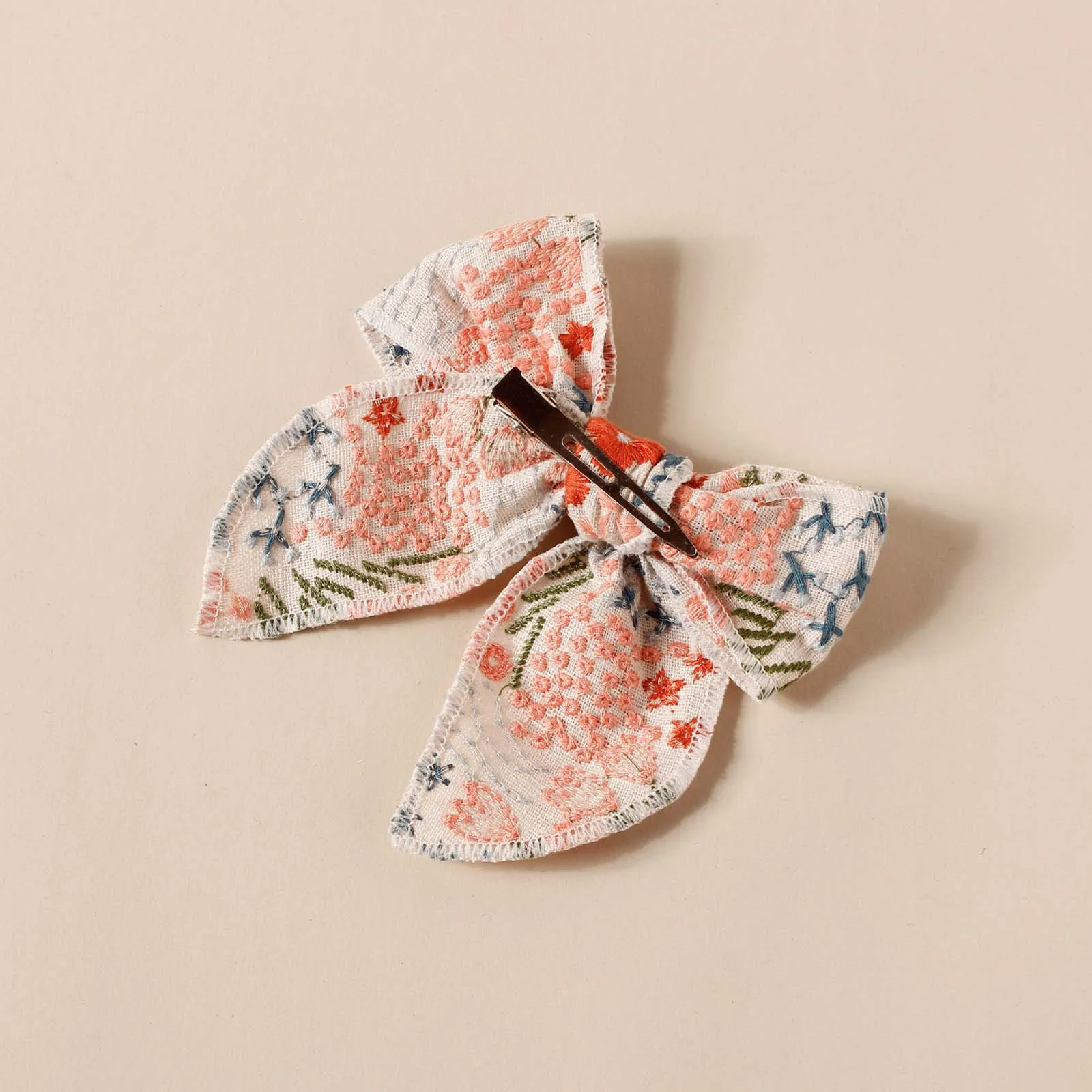 Pinzas para el pelo con lazo de algodón y flores bordadas unisex