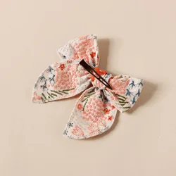 Pinzas para el pelo con lazo de algodón y flores bordadas unisex