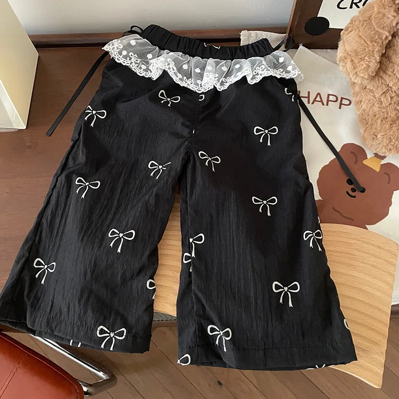 Pantalones de encaje sueltos con lazo infantil unisex - imagen 2