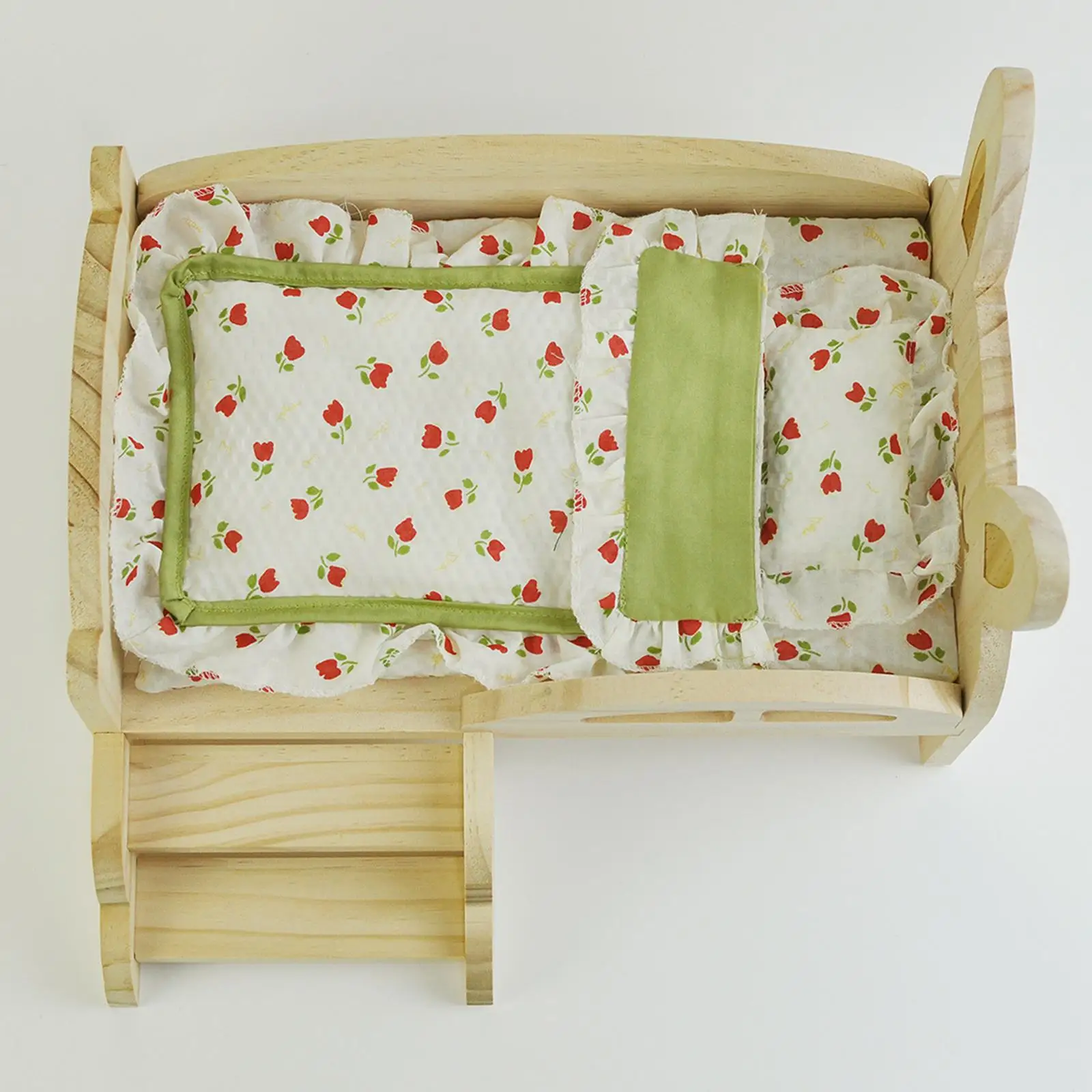 Cama de madera para muñecas en miniatura con escaleras - imagen 2