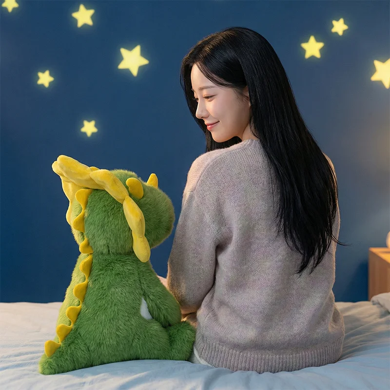 Peluche de dinosaurio Triceratops verde suave, regalo cumpleaños
