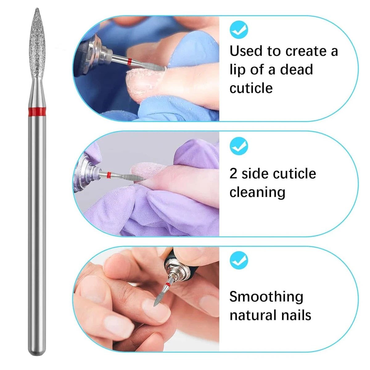 vvocci Fresadora de uñas eléctrica con punta diamante para manicura