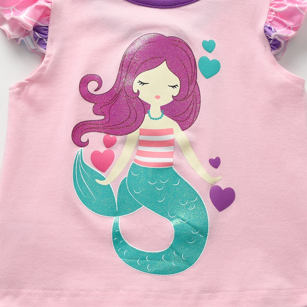 DXTON conjunto sirena de algodón para niña pequeña - imagen 3