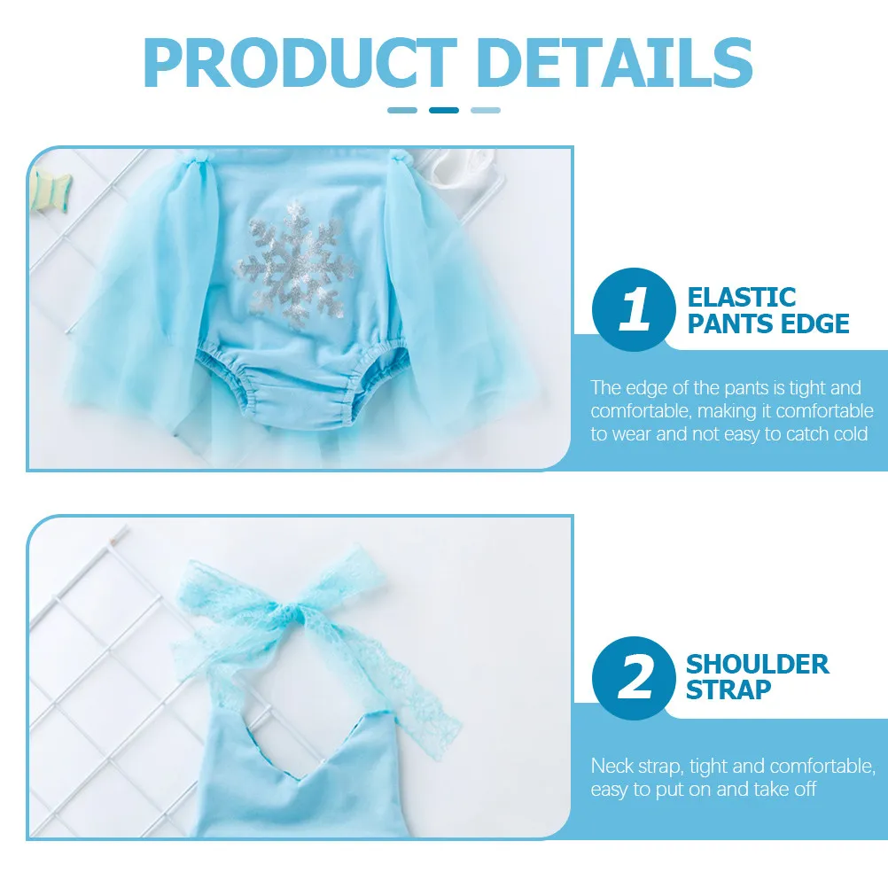 Conjunto de encaje para bebé con falda de tirantes y diadema - imagen 4