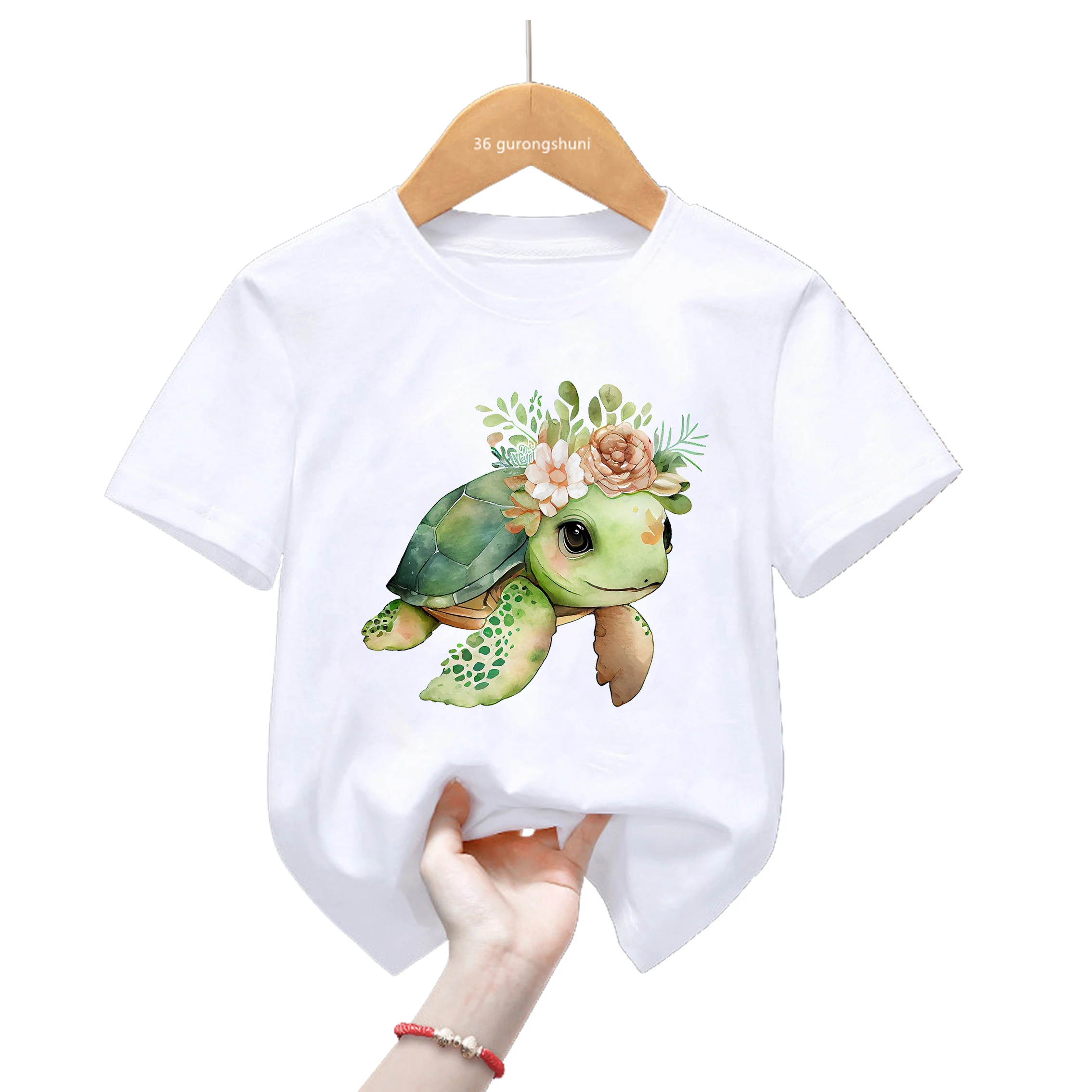 Camiseta tortuga marina de algodón estilo japonés para niños y niñas - imagen 5