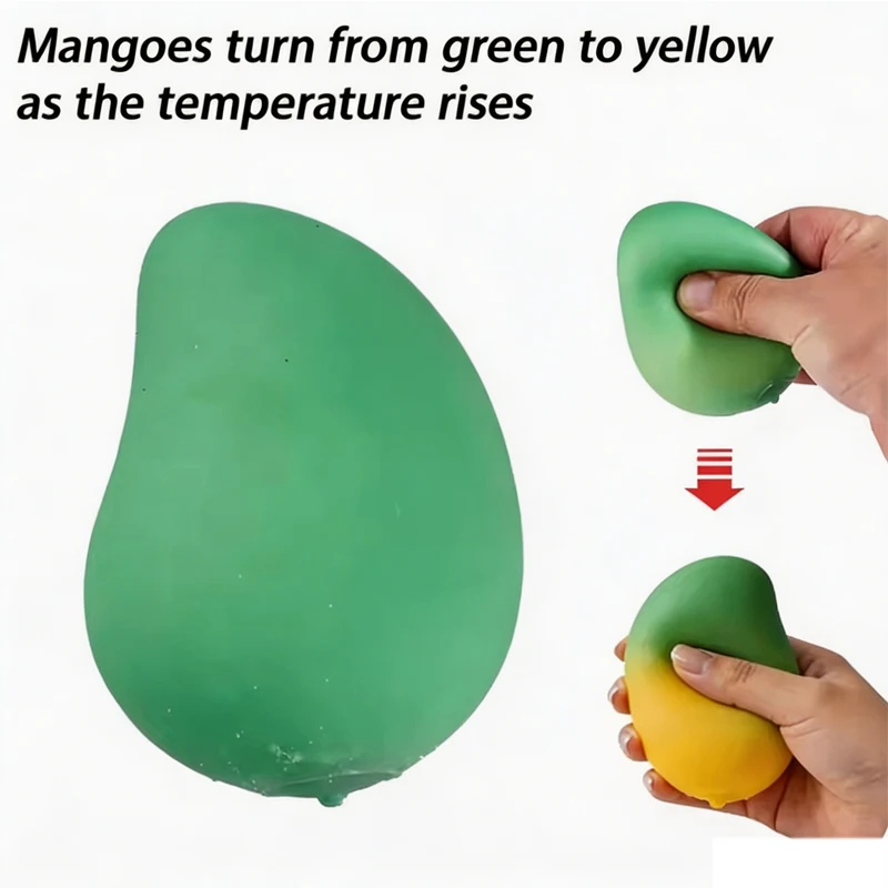 Juguete sensorial antiestrés Mango Mágico TPR suave, cambia color