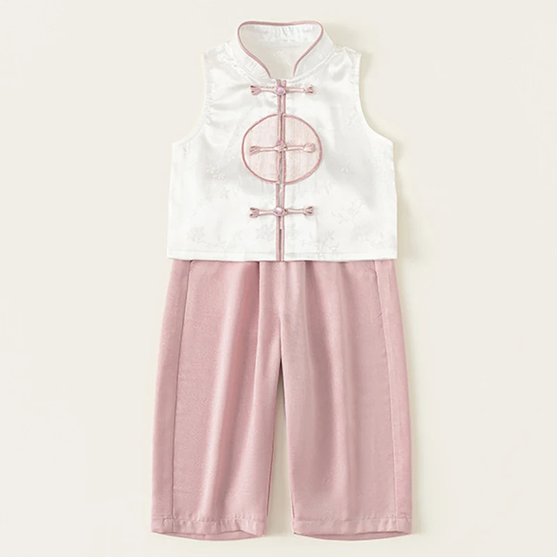 Conjunto de verano para niña con top de malla sin mangas y pantalón - imagen 5