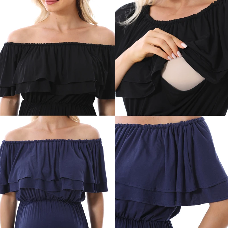 Vestido de maternidad para lactancia con volantes cómodo y práctico - imagen 4