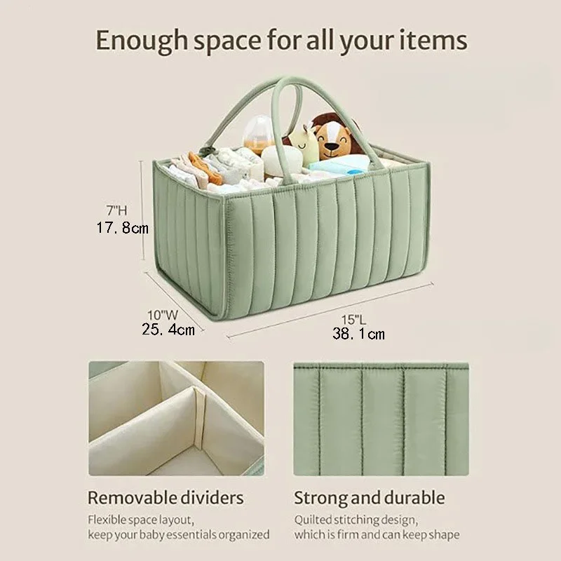 Bolsa organizadora de pañales portátil con compartimentos plegables - imagen 4