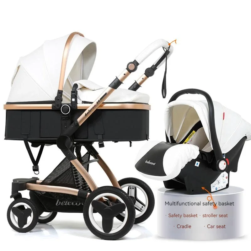 Cochecito con asiento de coche, capota reversible y funda impermeable - imagen 2