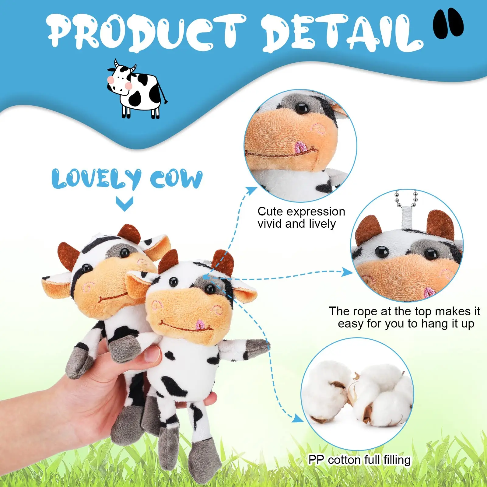 Llavero de vaca de felpa para mochila, regalo de granja para niños - imagen 5