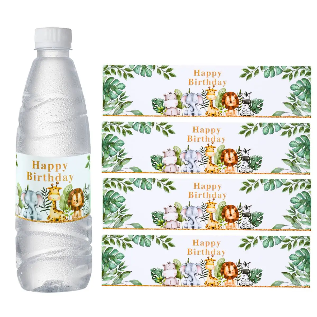 Pegatinas safari para botellas de agua – Decoración infantil
