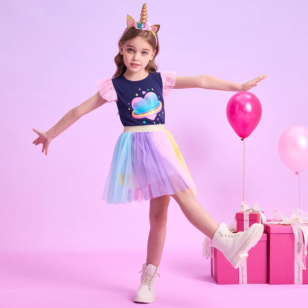 DXTON tutú infantil de tul estampado corazón para niñas - imagen 5