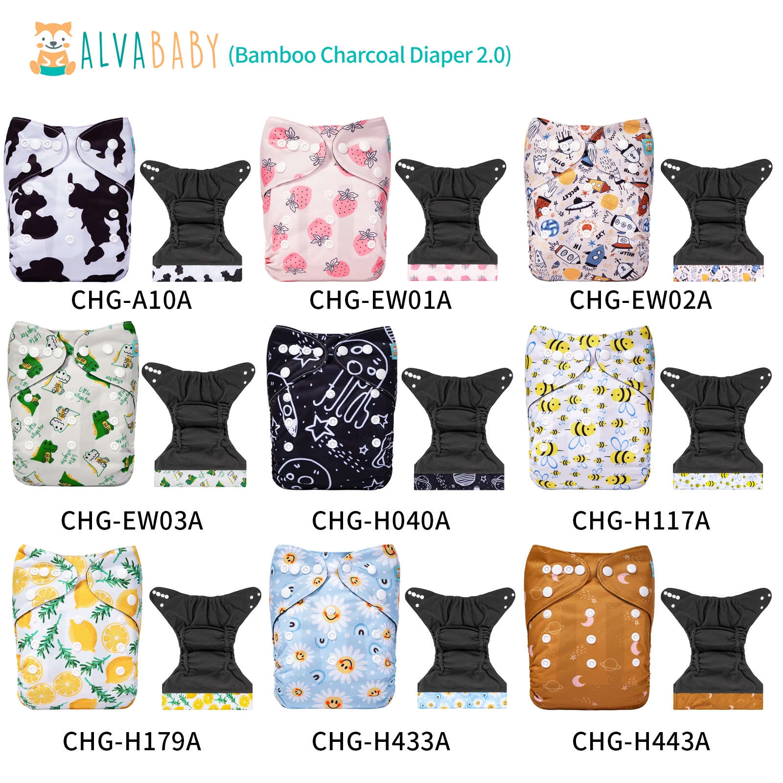 ALVABABY pañal de tela de carbón de bambú con refuerzo abdominal - imagen 4