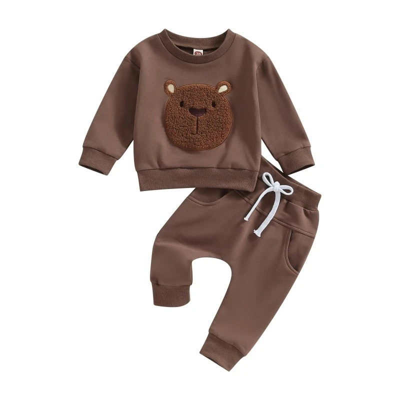 Conjunto bebé otoño-invierno cálido: top de oso y pantalón con cordón - imagen 4