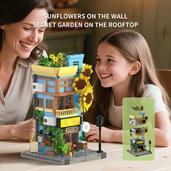 Bloques de construcción girasol casa flores desmontable manualidades
