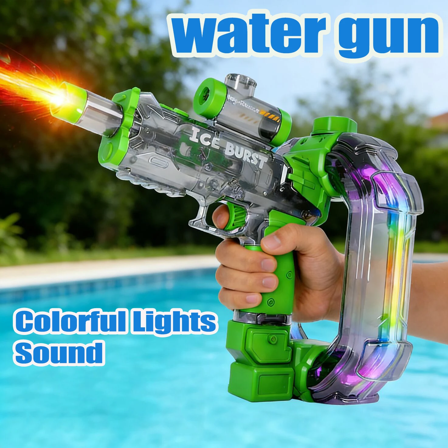 Pistola de agua en forma de anillo con luces LED