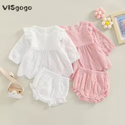 VISgogo Conjunto infantil: camiseta manga larga y shorts volantes