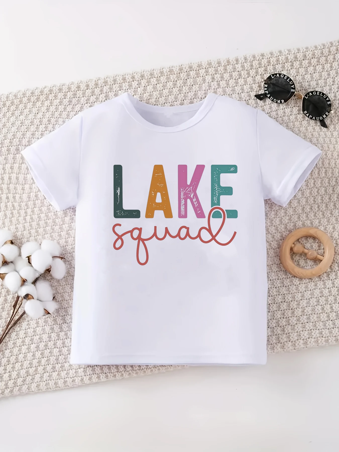 Lake Squad camiseta de verano con estampado de letras para niños - imagen 2