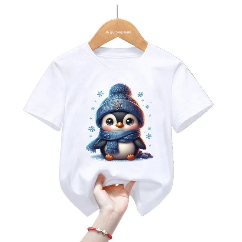 Camiseta infantil veraniega con globos de pingüinos – Kawaii Harajuku