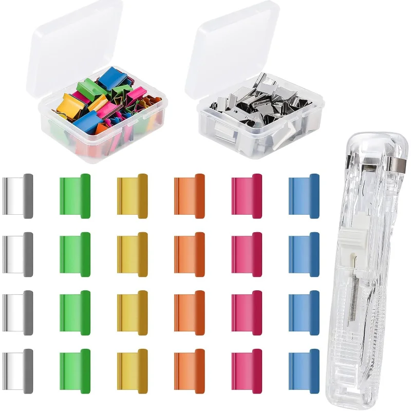 Grapadora manual metálica con clip y sujeción reutilizable - imagen 3