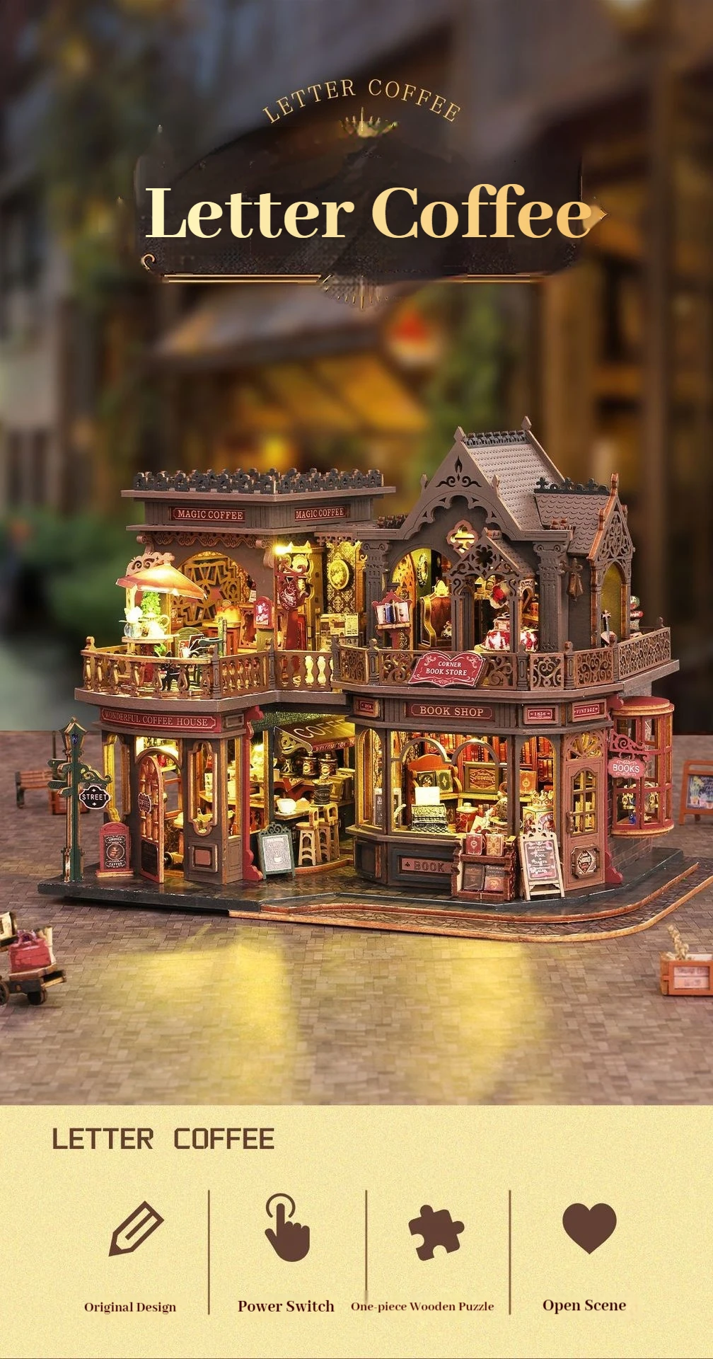 Detalle del modelo en miniatura con iluminación