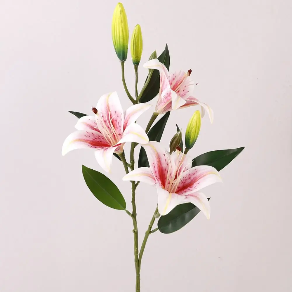Ramo de flores artificiales lirio marrón de seda con tacto real