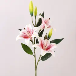 Ramo de flores artificiales lirio marrón de seda con tacto real