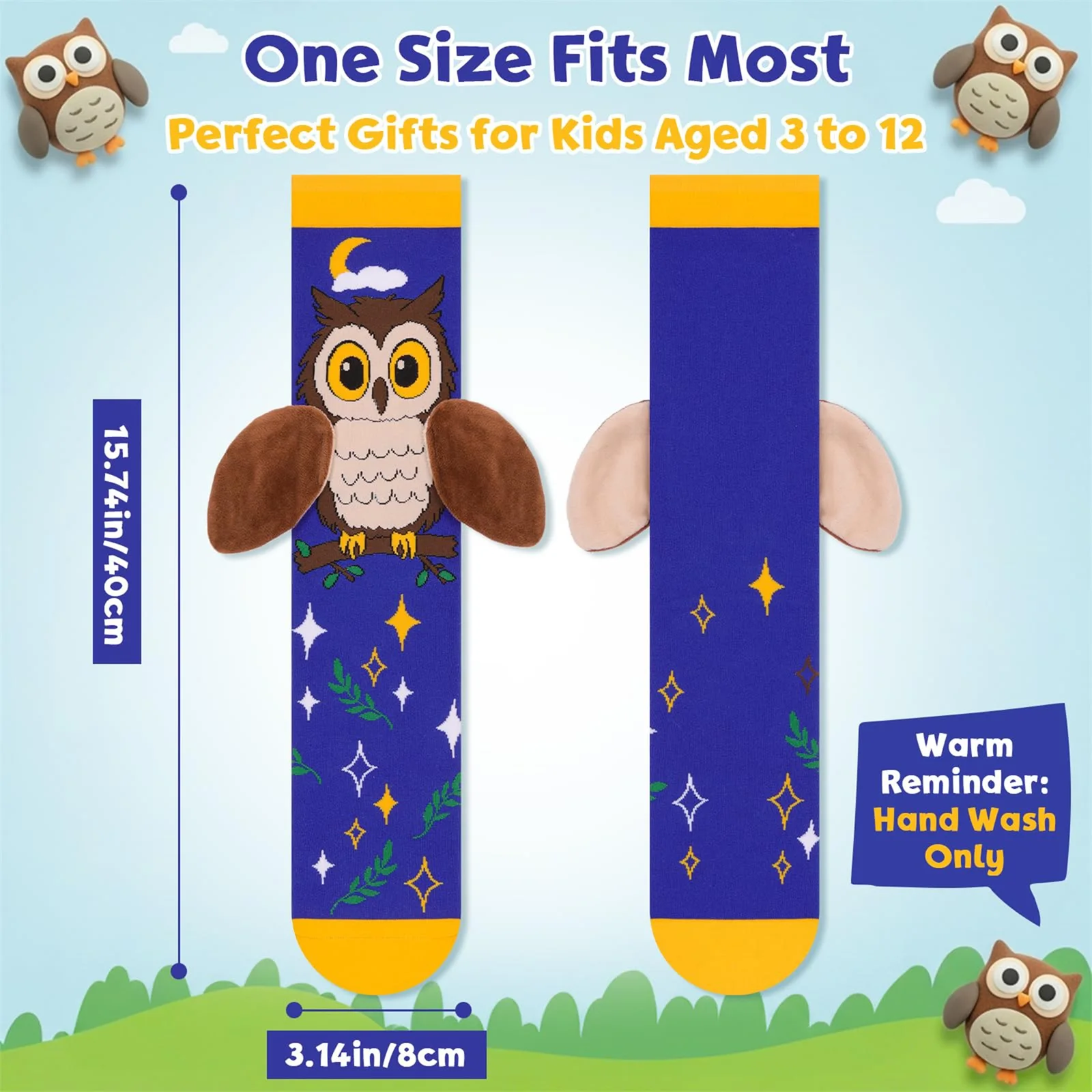 Calcetines altos hasta la rodilla para niña con flores y animales - imagen 3