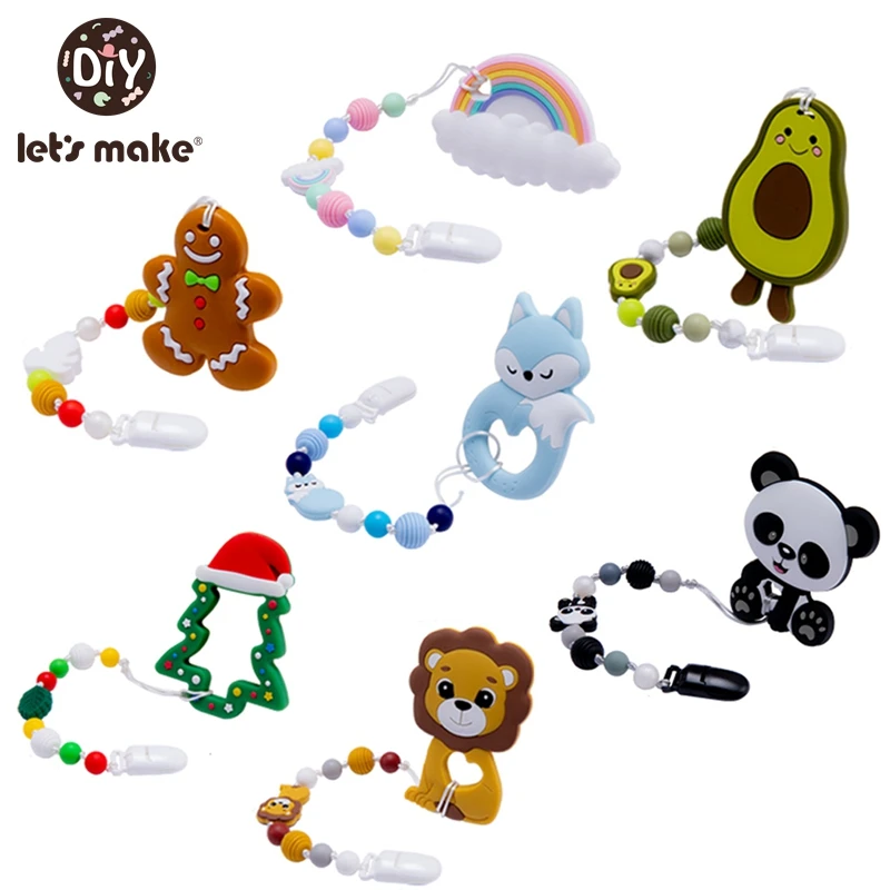 Conjunto Montessori para chupete con cadena mordedora de silicona