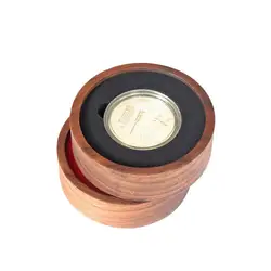 Caja de monedas retro de madera para exposición con estuche redondo