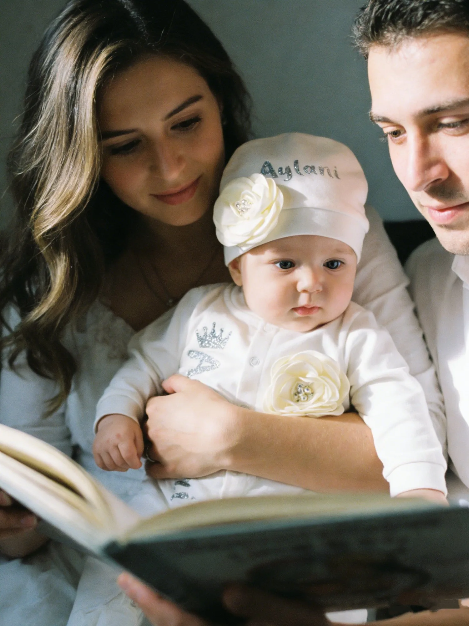 Conjunto de bautizo para bebé niña de algodón blanco con corona - imagen 4