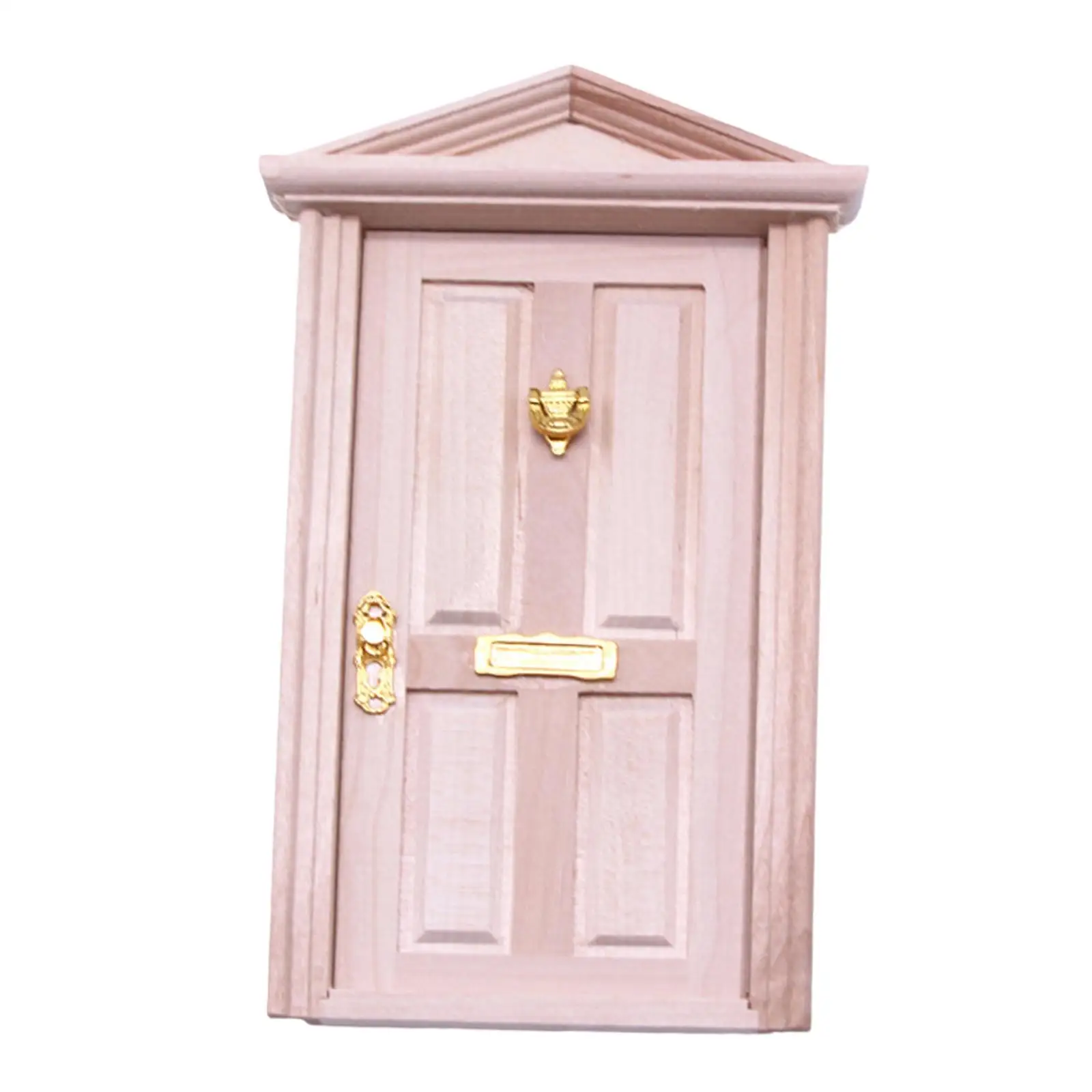 Puerta de madera para casa de muñecas, miniatura del dormitorio