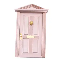 Puerta de madera para casa de muñecas, miniatura del dormitorio