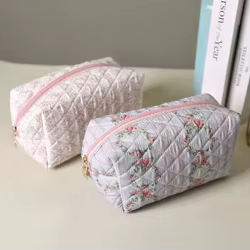 Bolsa de cosméticos viaje acolchada con flores – Estética