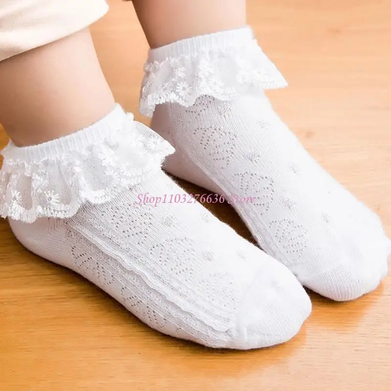 Calcetines tobilleros cortos de encaje con ojales para bebés unisex - imagen 2