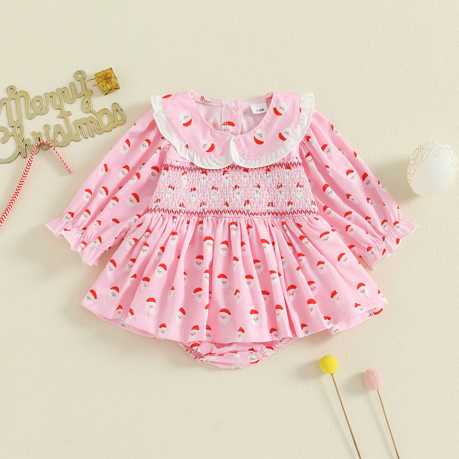 Tregren vestido mameluco de Navidad para niña – Papá Noel - imagen 3