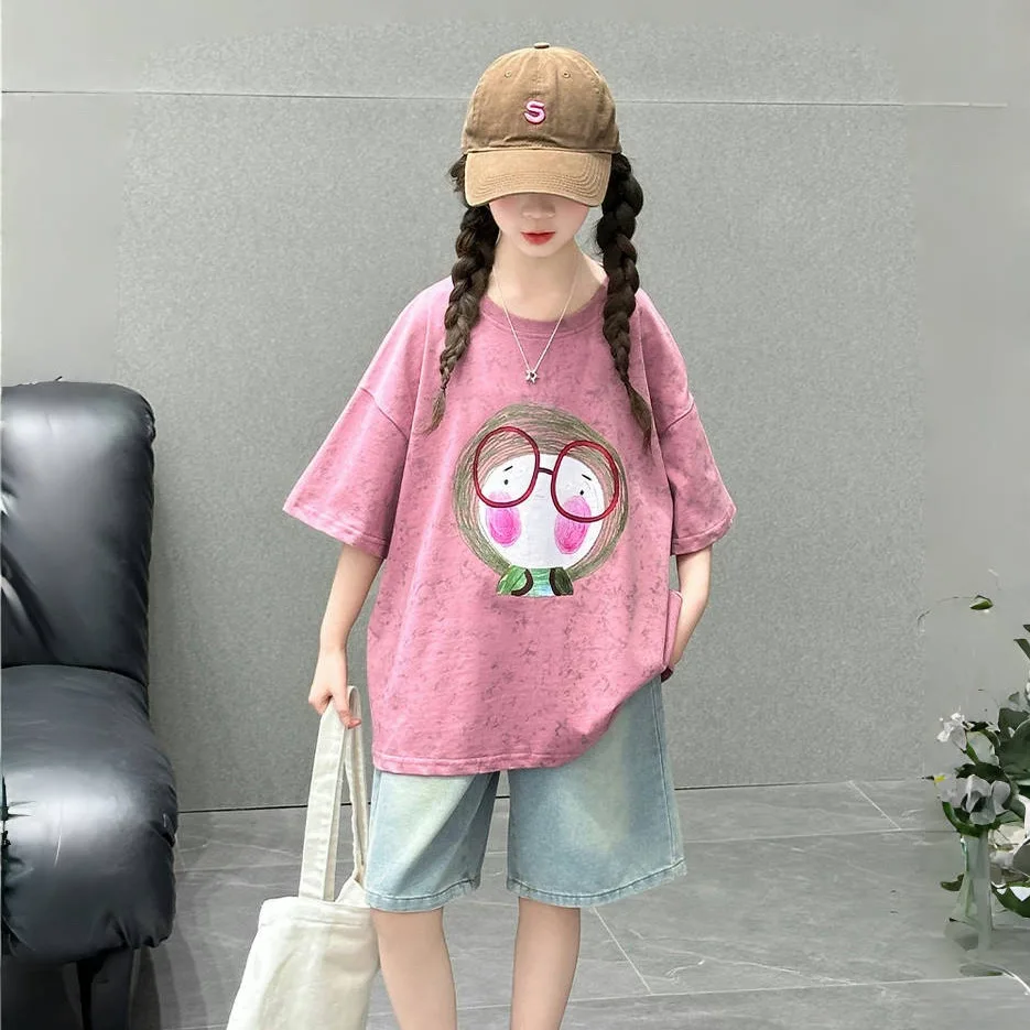 Camiseta de verano holgada para niña con estampado de dibujos - imagen 3