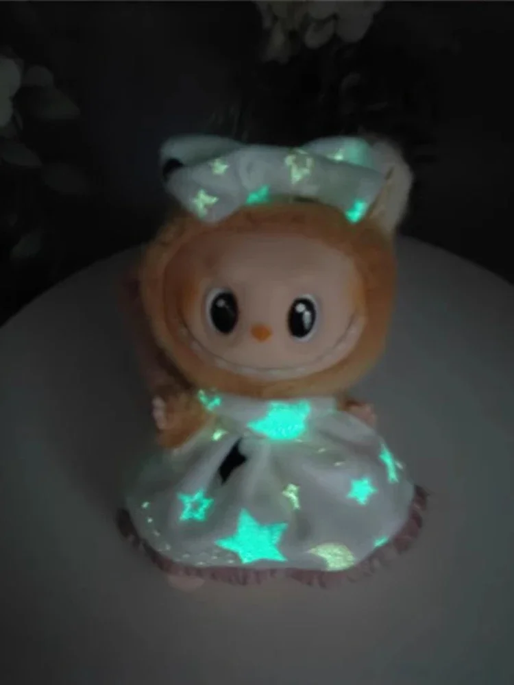 Falda luminosa Labubu para muñeca – vestido de fiesta con lazo