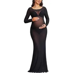 Vestido de malla para fotografía de maternidad – Transparente elástico