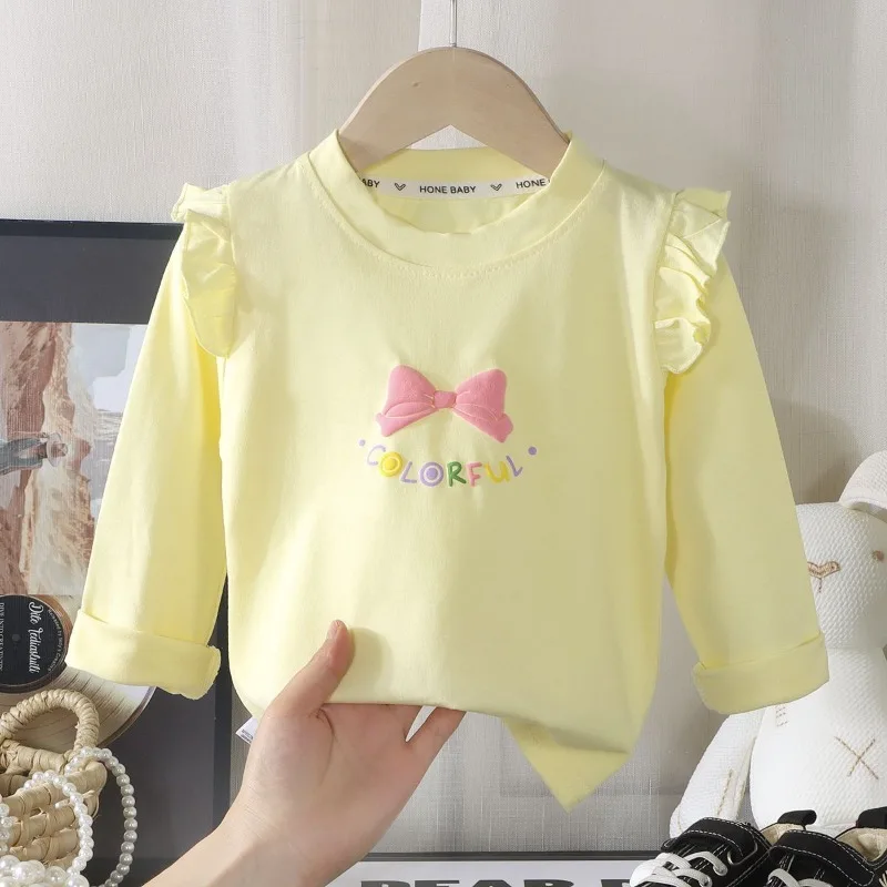Camiseta manga larga de algodón para bebé con lazo y estampado - imagen 3